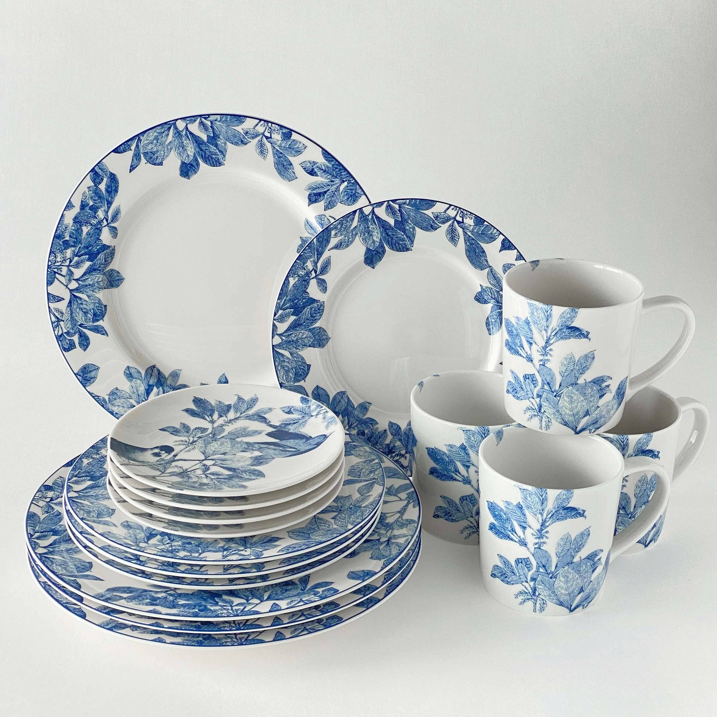 Caskata - Wholesale Appetizer Serveware - Arbor Blue Birds Small Plates, Set of 42