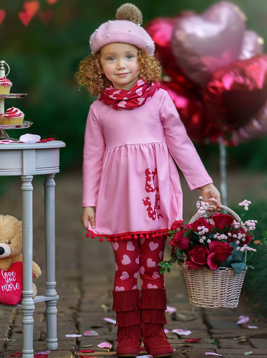 Pink Love Obsessed Tunic, Scarf & Legging Set for wholesale on Faire1