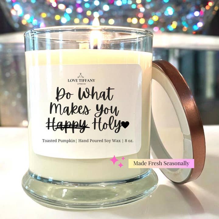 Do What Makes You Holy - Bourbon Glass Soy Candle with Metal Lid for wholesale by LOVE TIFFANY