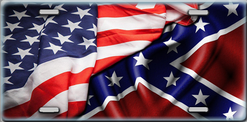 Make It Yours - Wholesale Sign - American Flag/Rebel Flag License Plate0