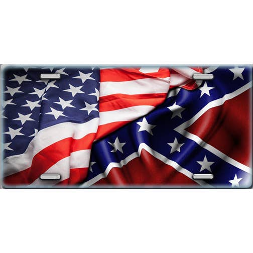 Make It Yours - Wholesale Sign - American Flag/Rebel Flag License Plate