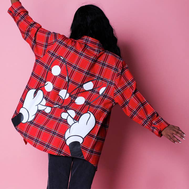 Red Minnie Mouse Bow Flannel for wholesale on Faire