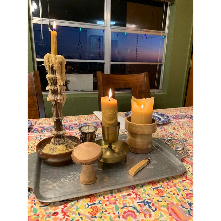 Buzz In The Hills - Wholesale Pillar Candle - 100% Beeswax Candle- Sun and Moon2