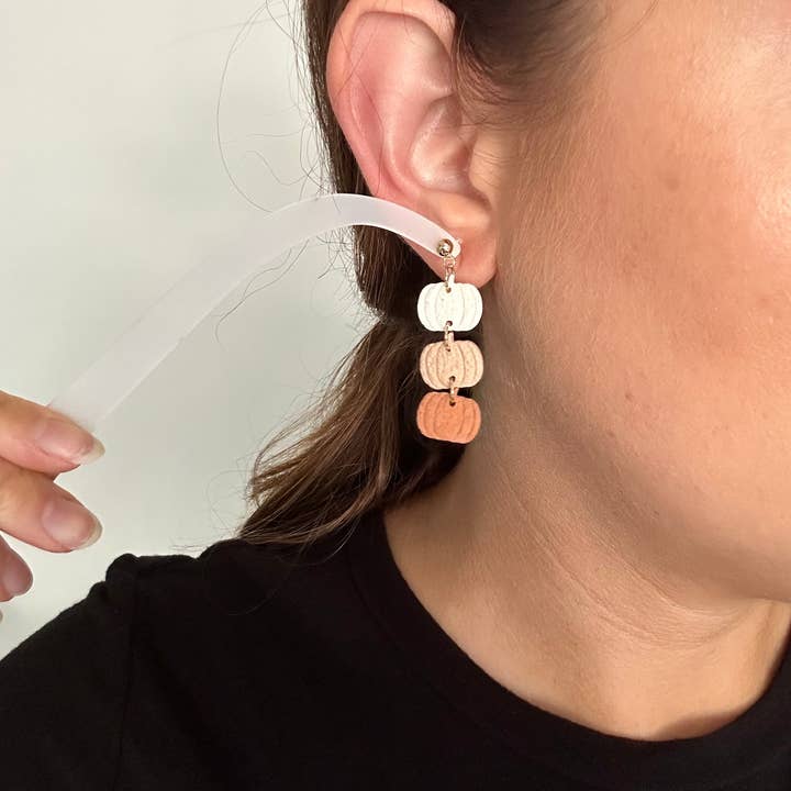 Mellow Dove Designs - Wholesale Dangle Earrings - Neutral Pumpkin Trio | Autumn Fall Boho Clay Earrings1