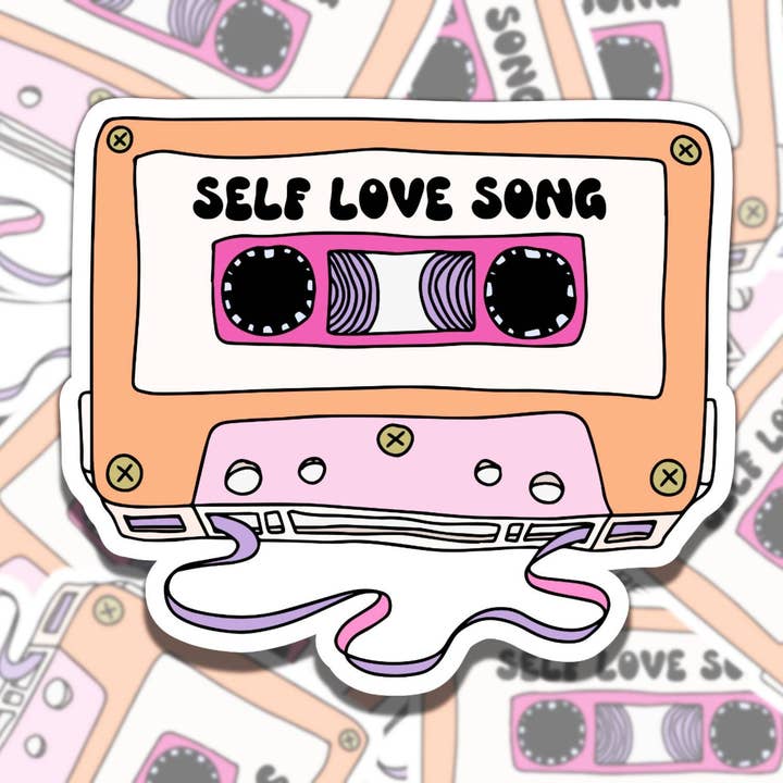 Canção de Amor Próprio Cassete Colorida e Fofa por atacado de Sticky Sadness Designs