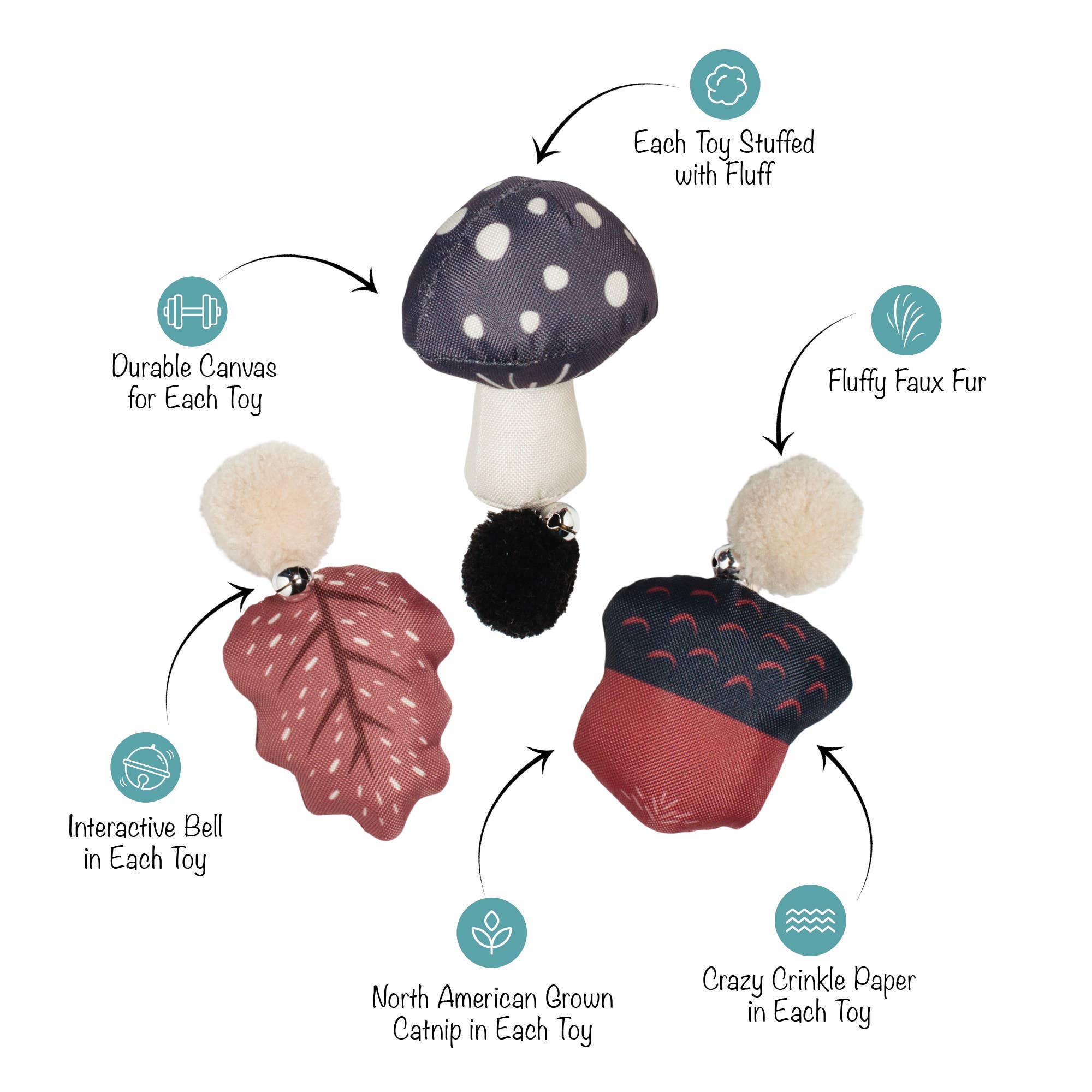 Only An Ocean Europe - Vendita all'ingrosso Giocattolo - Gatti - Set di mini giocattoli per gatti in tela Fringe - Scoperte della foresta1