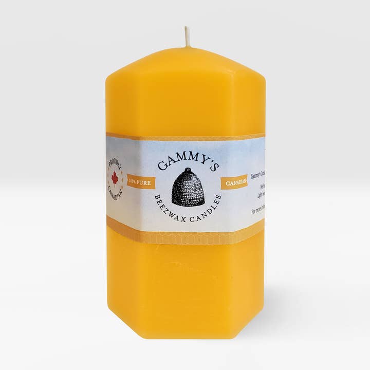 Hexagon 100% Pure Beeswax Pillar Candle for wholesale by Gammys Beezwax Candles
