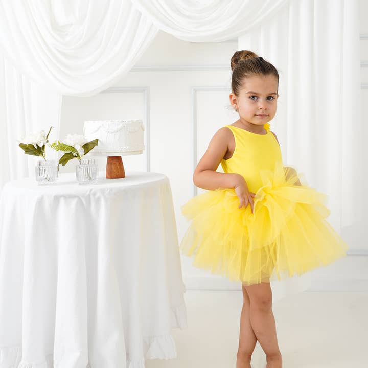 Ballerina girl dress yellow tutu leotard for toddler for wholesale by My Baby By Merry
