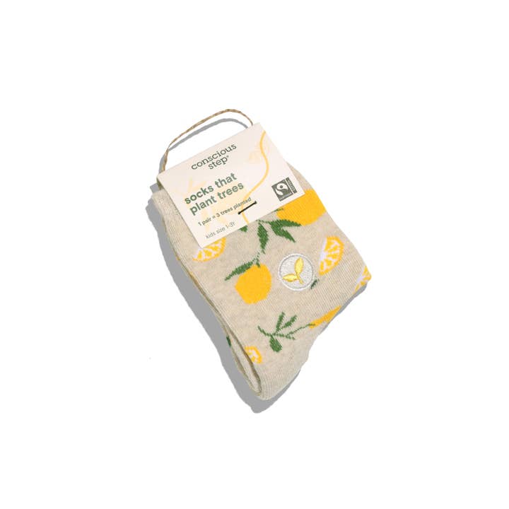 Conscious Step - Wholesale Socks - Kids - Kids Socks that Plant Trees (Beige Lemons)2