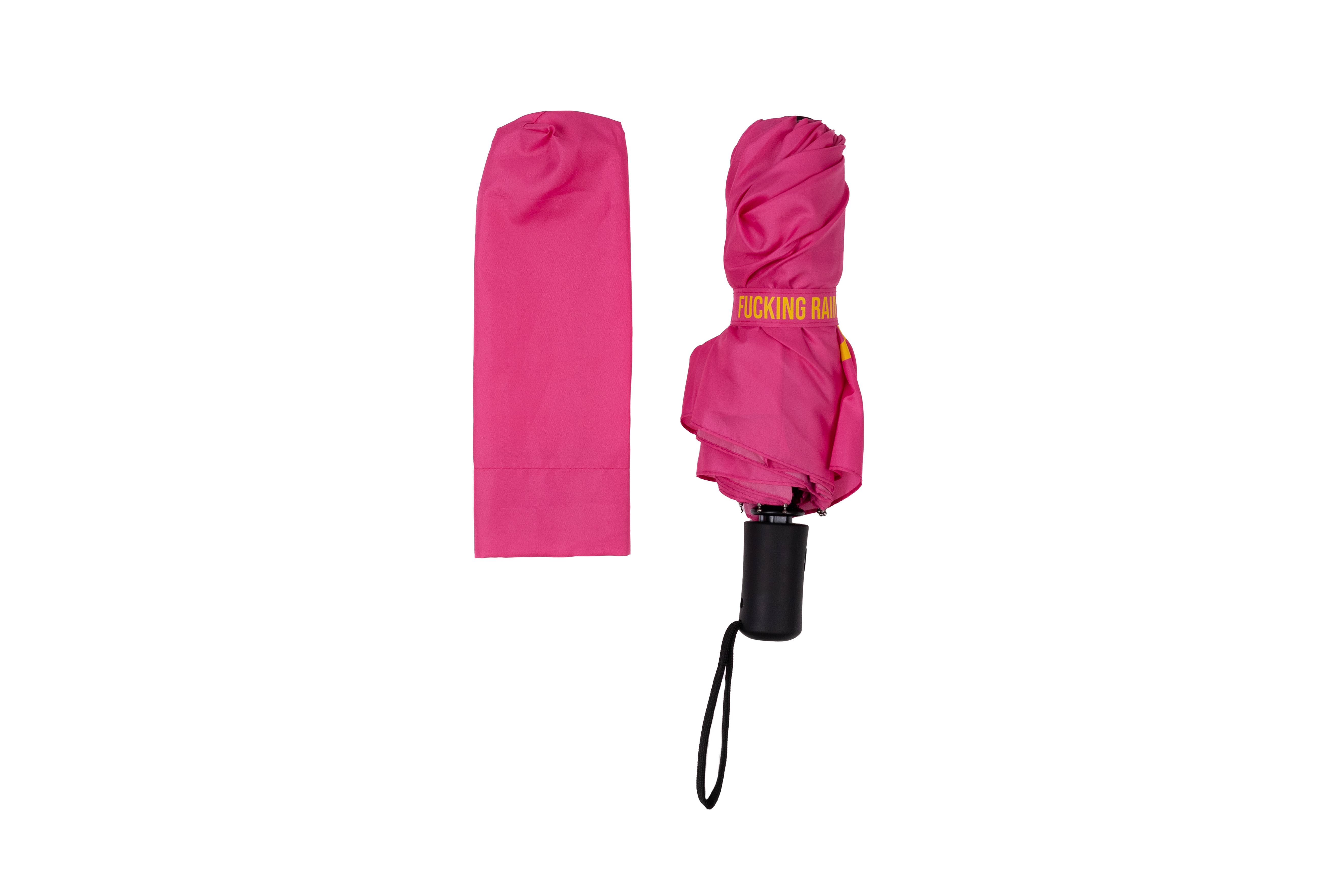 Fisura - Wholesale Umbrella - Unisex - "Fucking rain" pink folding umbrella1