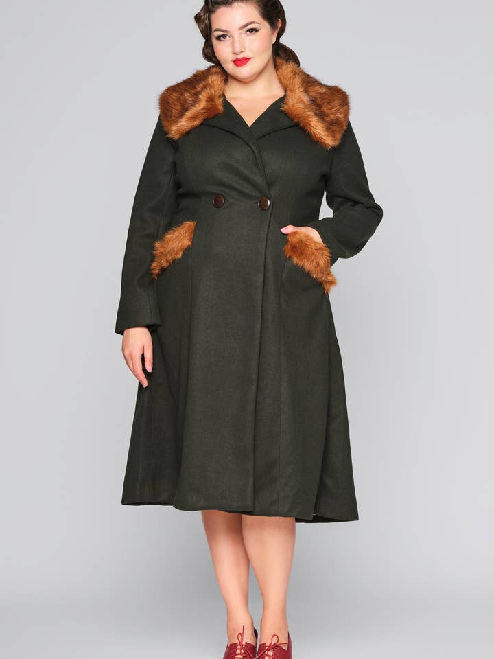 Annasofia Faux Fur Trim Coat for wholesale by Lindy Bop / Econotrom S.L.