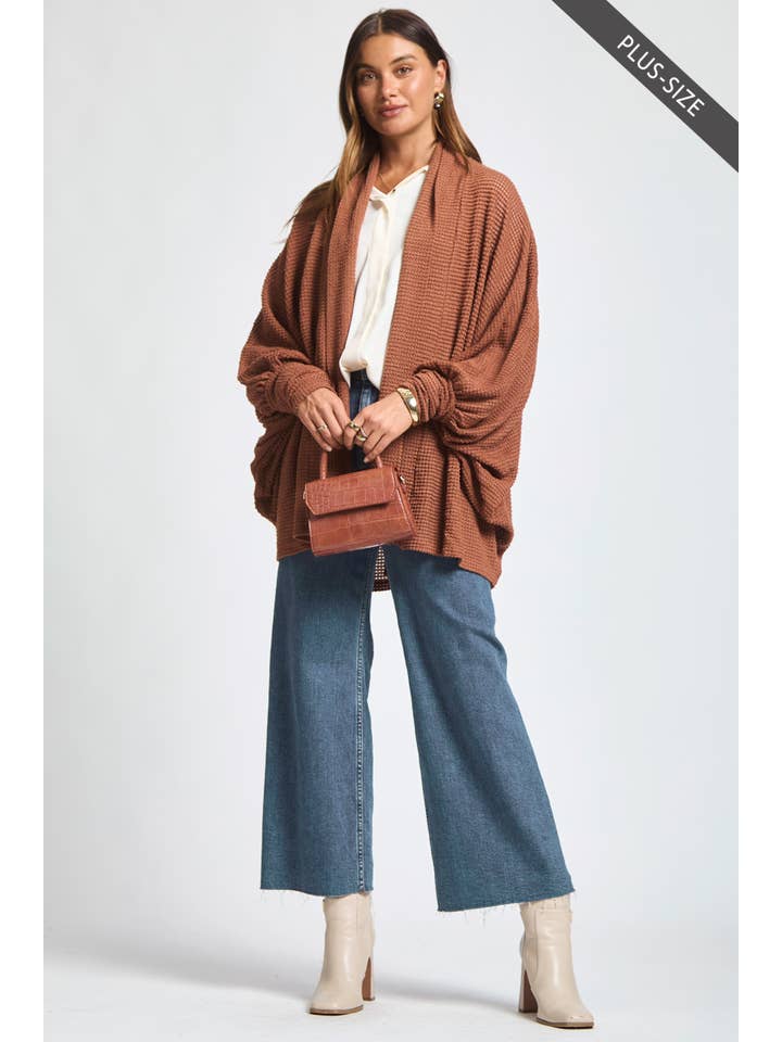 Dear Scarlett - Wholesale Cardigan - Women's - PLUS SIZE Crochet Knit Cardigan Batwing Sleeve7