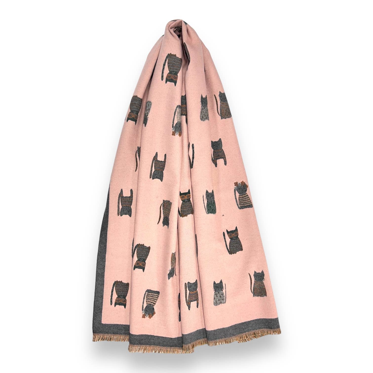 London Scarves - Vente Écharpe – femme - Écharpe réversible en laine mélangée à motifs de chats colorés16