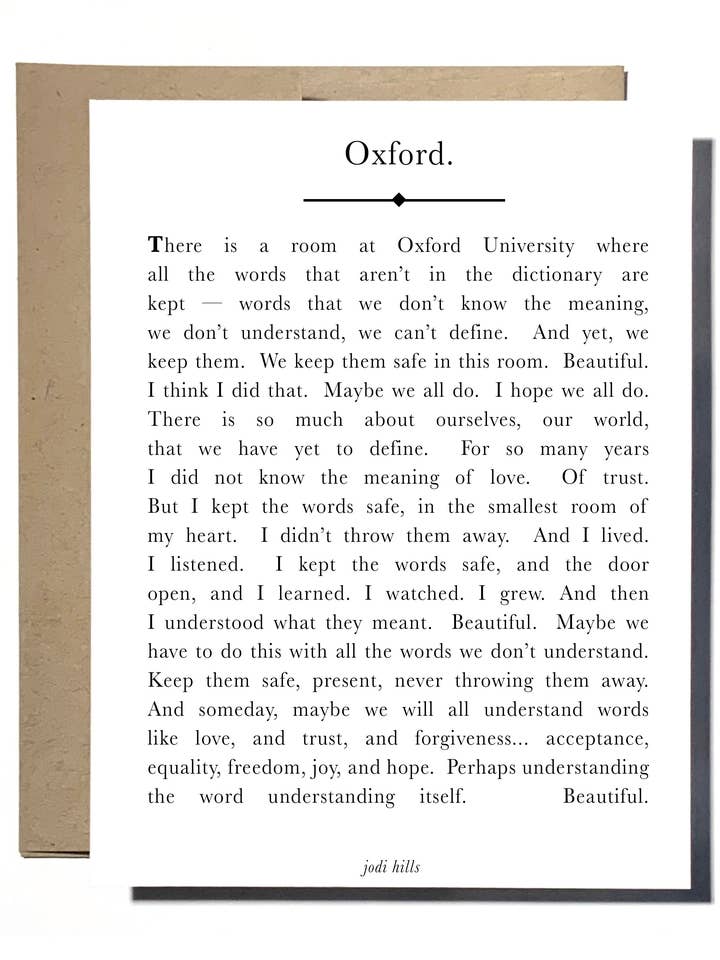 oxford ⎮ Words Greeting Card for wholesale by Studio J by Jodi Hills