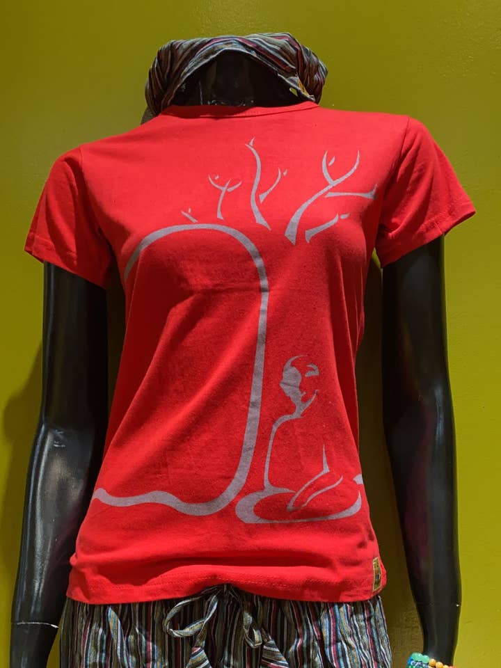 Maglietta Meditating Buddha Babydoll - Preconfezione da 5 per la vendita all'ingrosso da parte di Katmandu Trading Co.