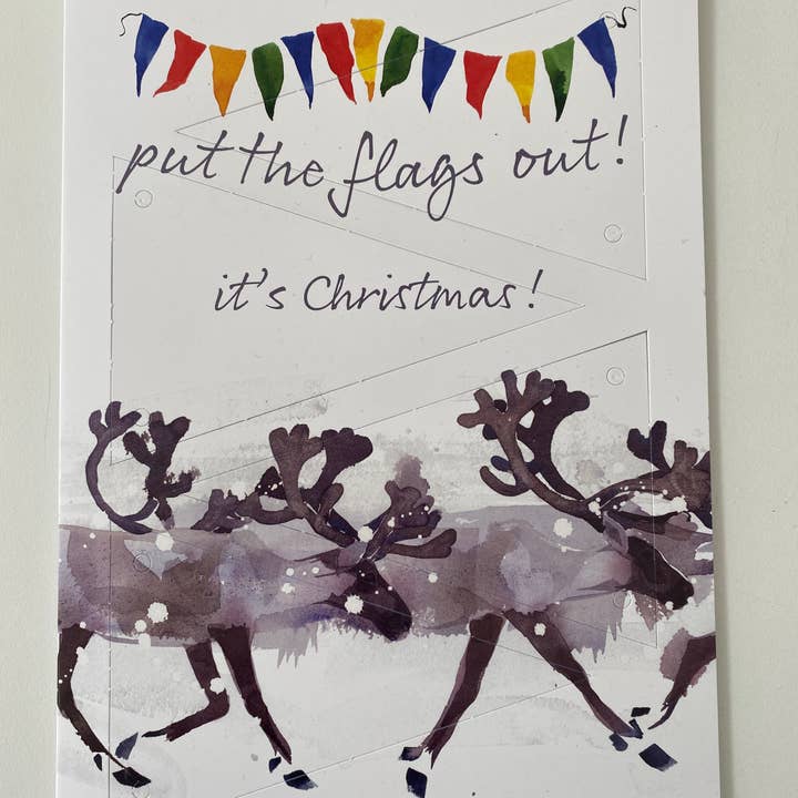 „It's Christmas” rendier Bunting Card voor wholesale door Mary Ann Rogers Gallery