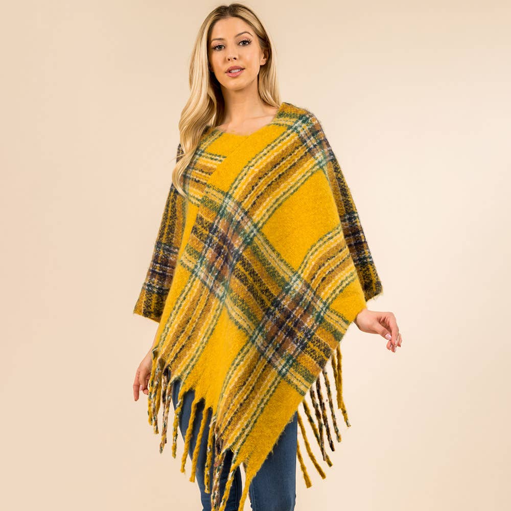 Sensibling Corp. - Wholesale Poncho - Dames - Poncho met Geruite Franjerand16