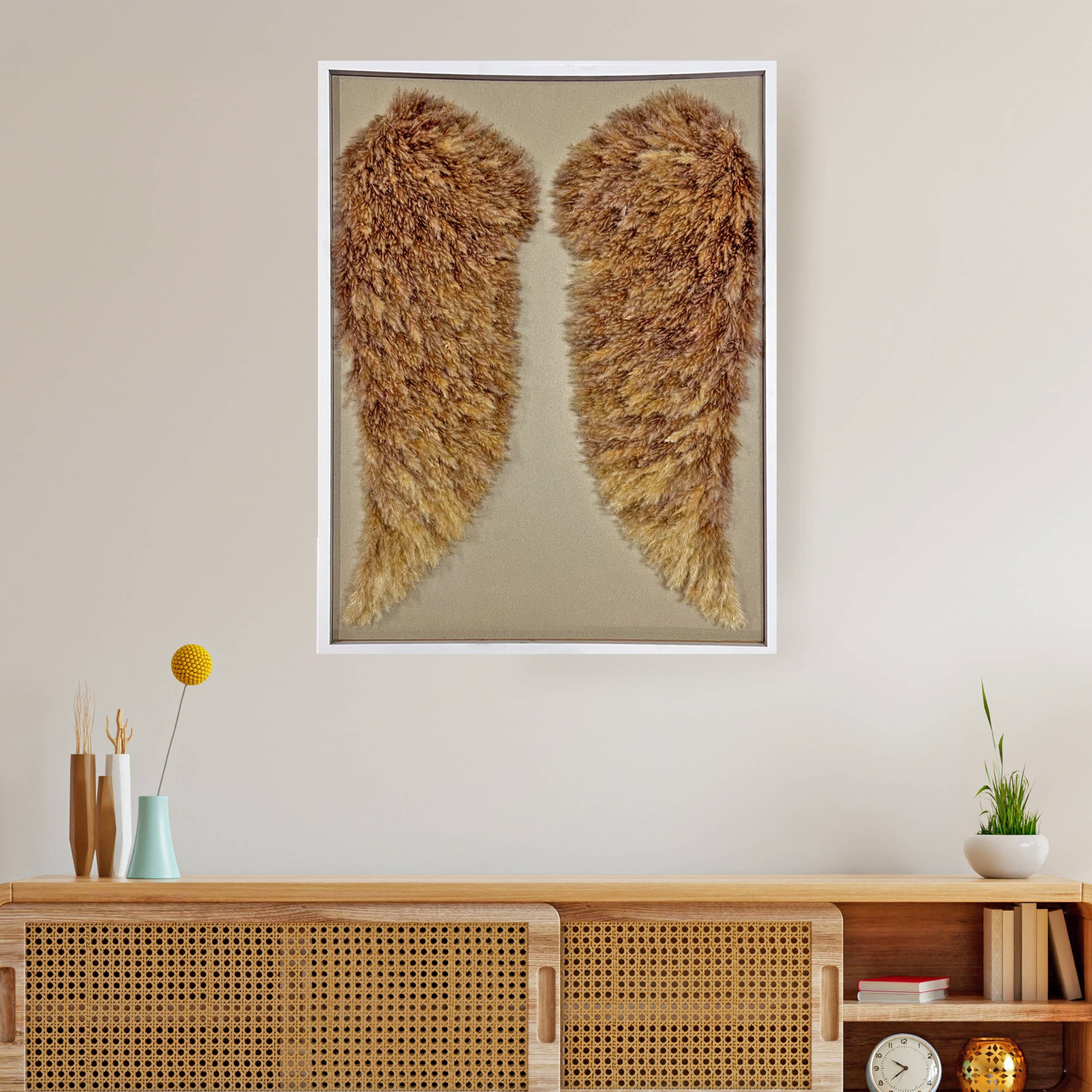 2626 Designs - Wholesale Wall Accent - Angel Wing Wall Art Made From Preserved Pampas Grass 40"4
