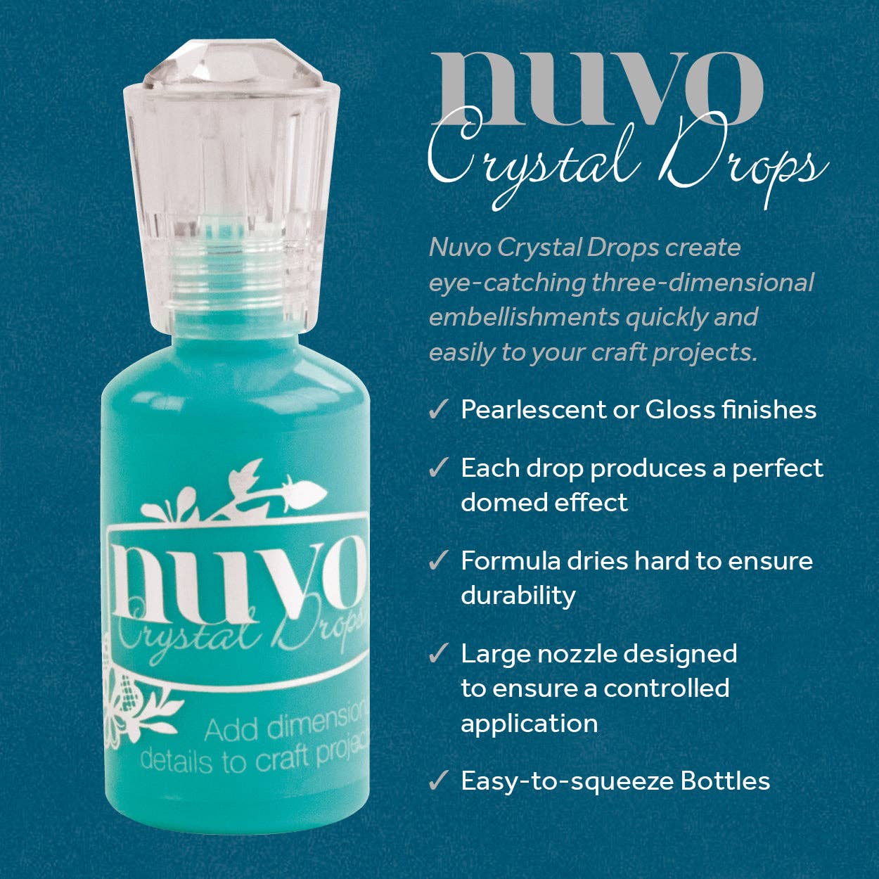 Tonic Studios - Wholesale Craft Supplies - Nuvo Crystal Drops – 6-Colour Bundle (Navy Blue, Ripened Pumpkin, Caribbean Ocean, Ivory Seashell, Duck Egg Blue, French Lilac)7