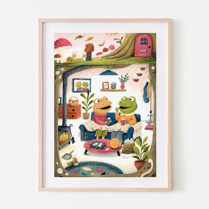 Frog and Toad Art Print for wholesale by Fawa Shah