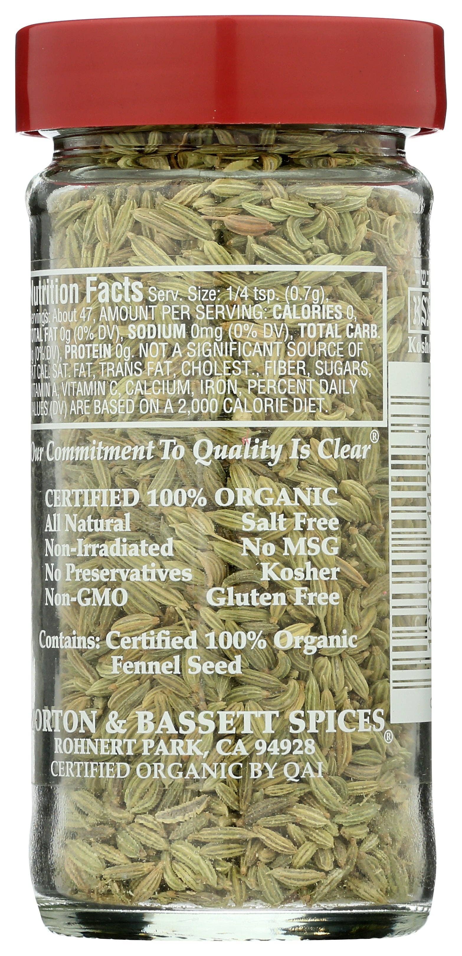 Everyday Supply Co - Wholesale Herbs - MORTON & BASSETT FENNEL SEED ORG - Case of 31