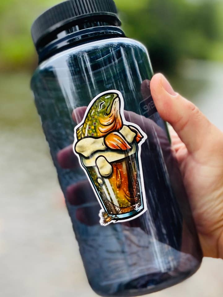 Brook Trout Beer Sticker! for wholesale by Guerdrum Art