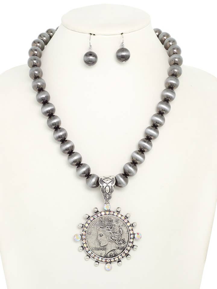 Ensemble de colliers à perles Western Liberty Coin Pearl N16153SBAB pour la vente par anbfashion