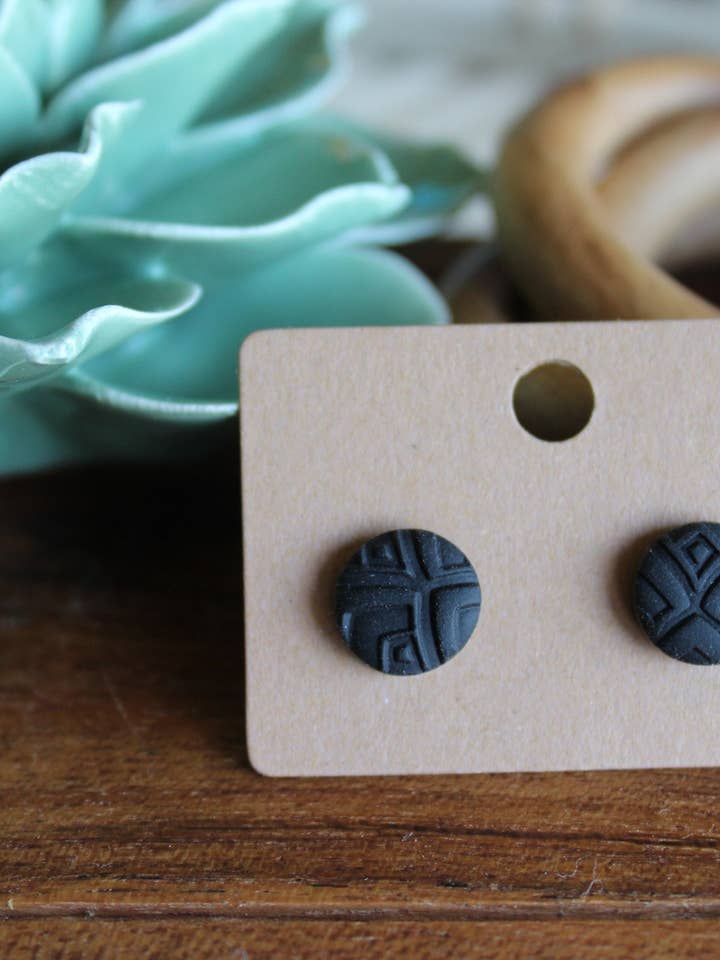 Textured Polymer Clay Black Studs for wholesale by Style by Kenz