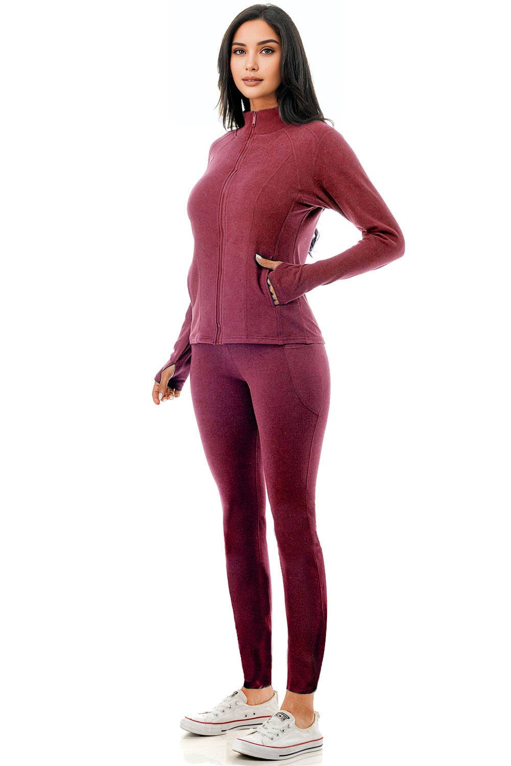 Color 5 – wholesale Activewear set – Women′s – Thermal fleece activewear zipper jacket w/skinny legging set2