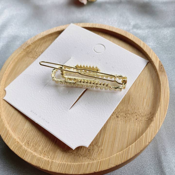 LadyJuneAccessories - Wholesale Hair Clip - Women's - Pearl Hair Barrette | Minimalist Gold Hair Clip | Hair Pin2