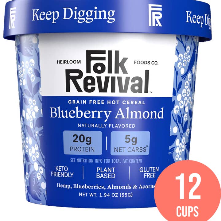 Folk Revival, LLC - Wholesale Breakfast Cereal - Blueberry Almond - Keto Instant 'Oatmeal'8