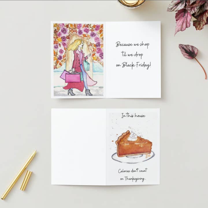 Holiday Card Pumpkin Pie Black Friday Card for wholesale by Sierra Clair Designs