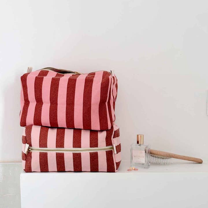 Rose in April - Wholesale Toiletry Bag - Women's - VIC TOILETRY BAG STRPES BRICK / CHAMALLOW3