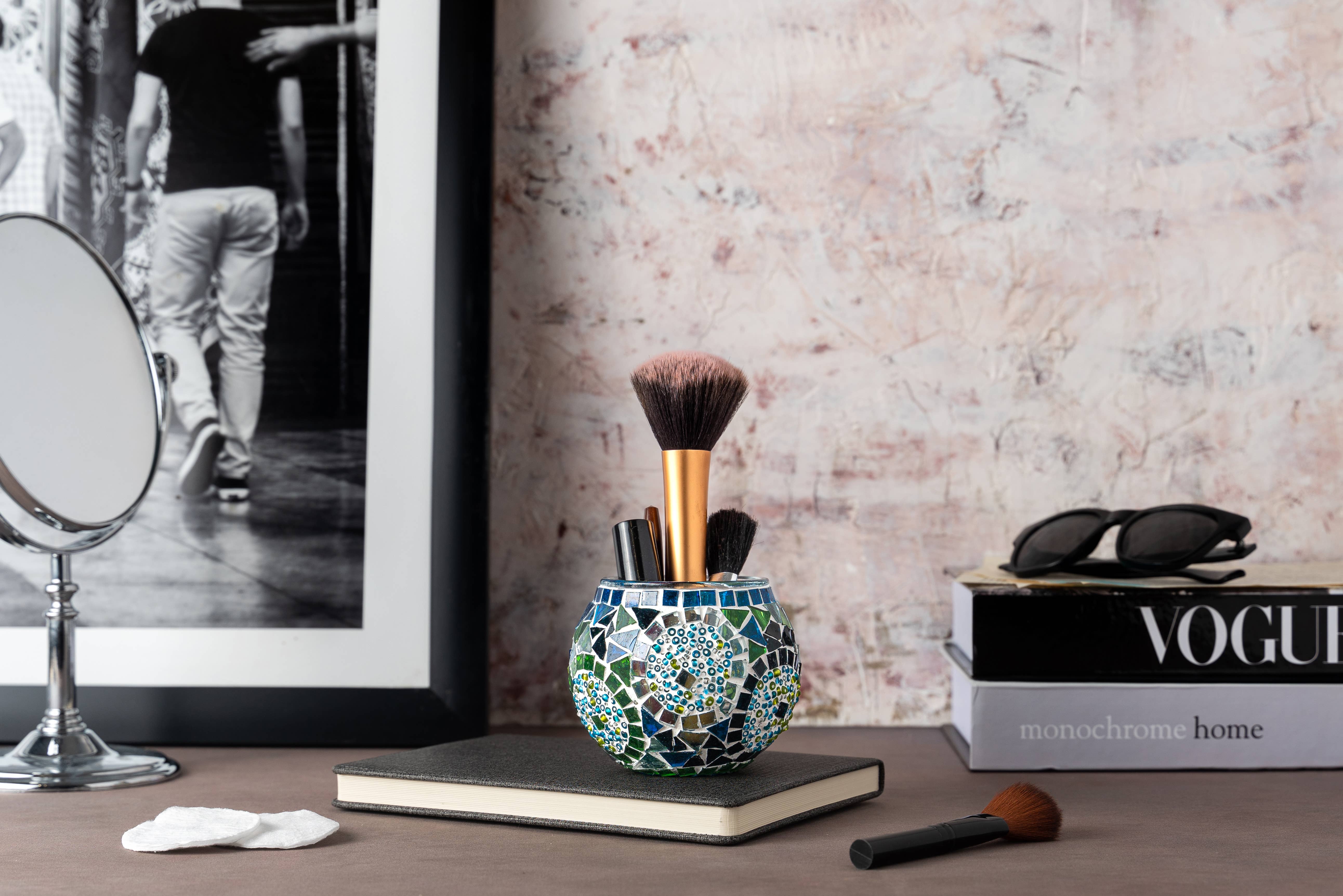 KAFTHAN - Wholesale Candle Holder - Large Mosaic Glass Candle Holders | Christmas Holiday Decor30