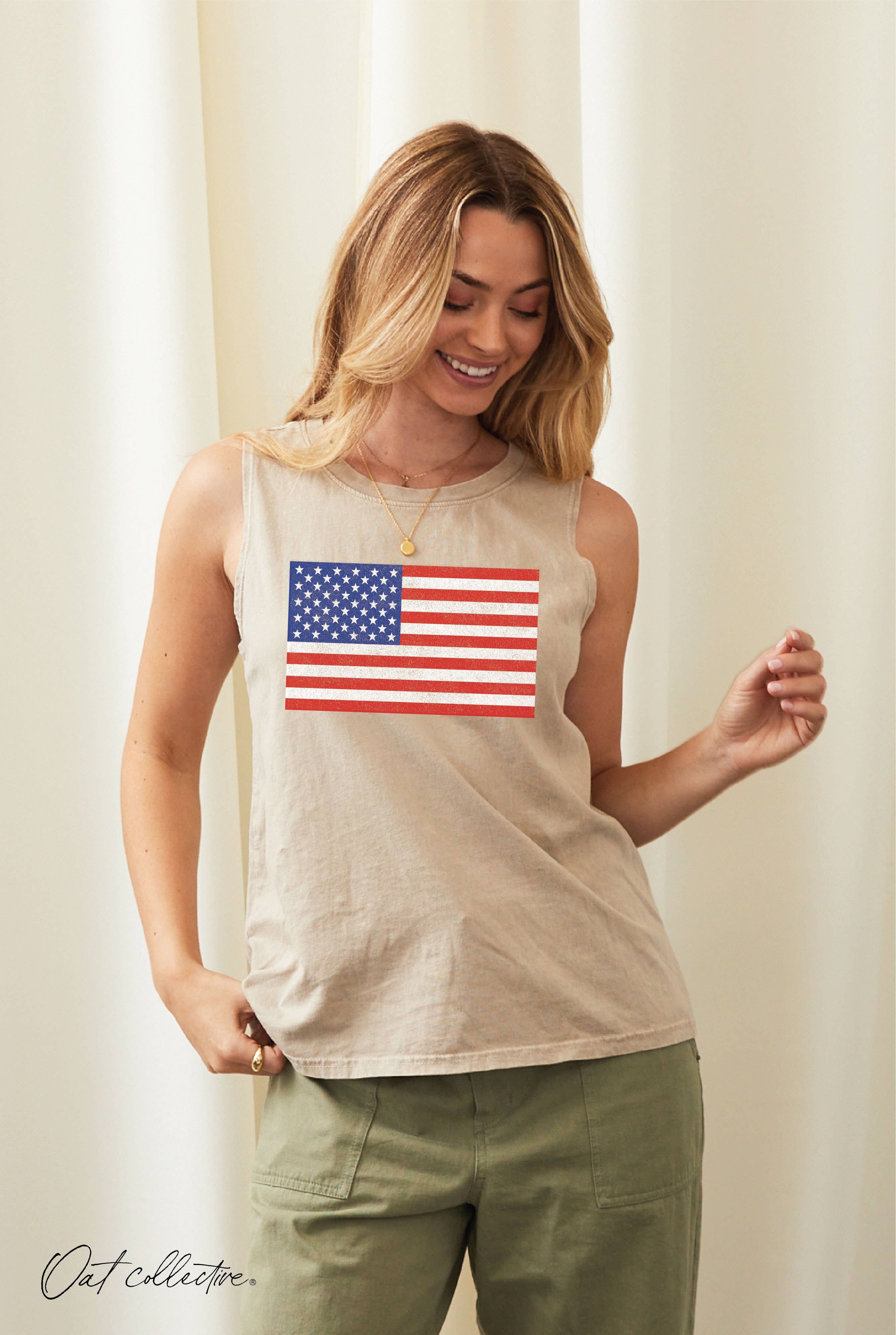 OAT COLLECTIVE - Wholesale Tanktop - Dames - USA FLAG Mineral Graphic tanktop 0