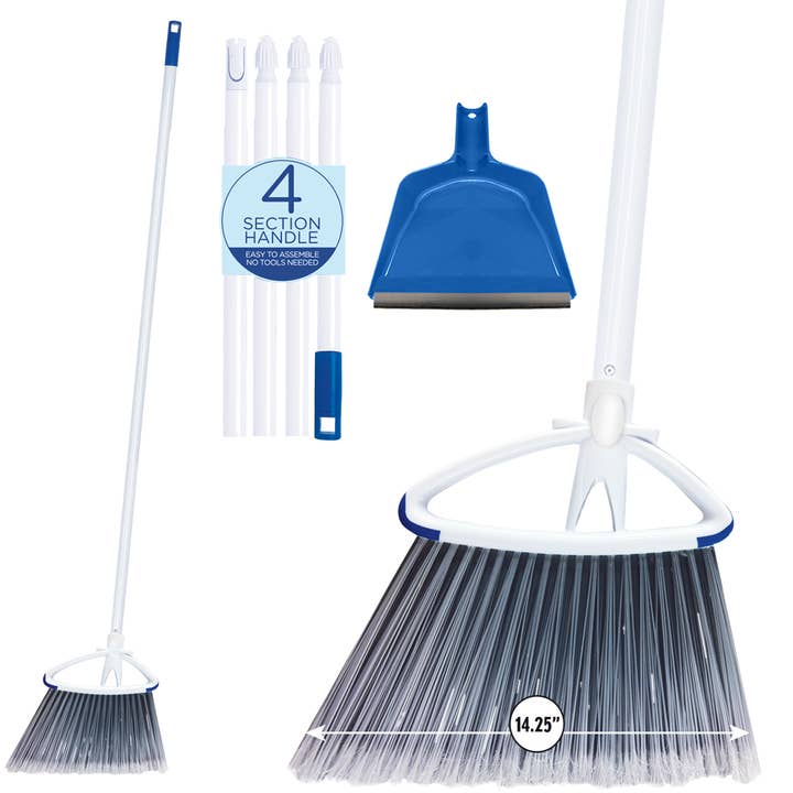 Lola Grote Hoek Bezem met Stoffer en Blik, Stalen Steel voor wholesale door LOLA