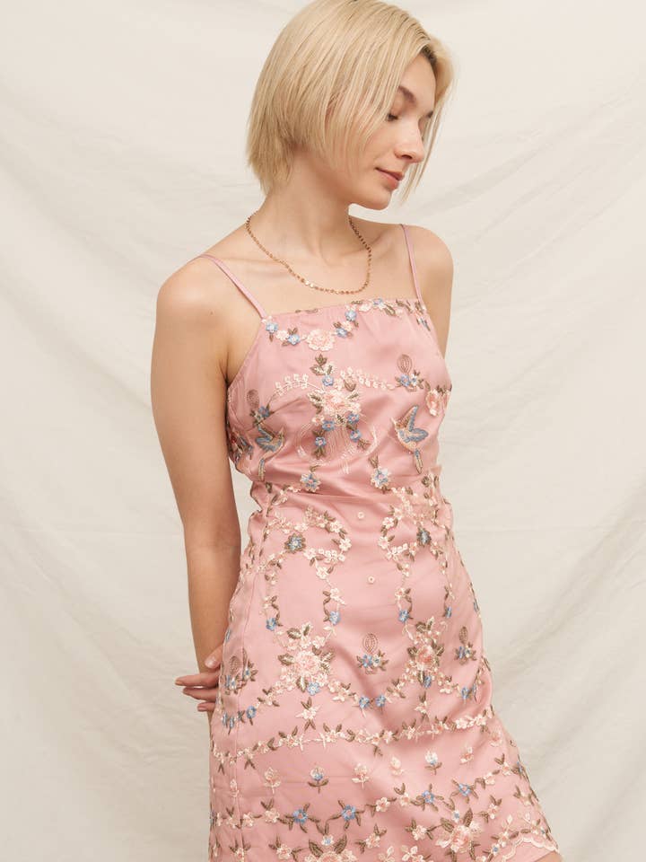 Sleeveless Embroidered Detail Mini Dress for wholesale by En Crème