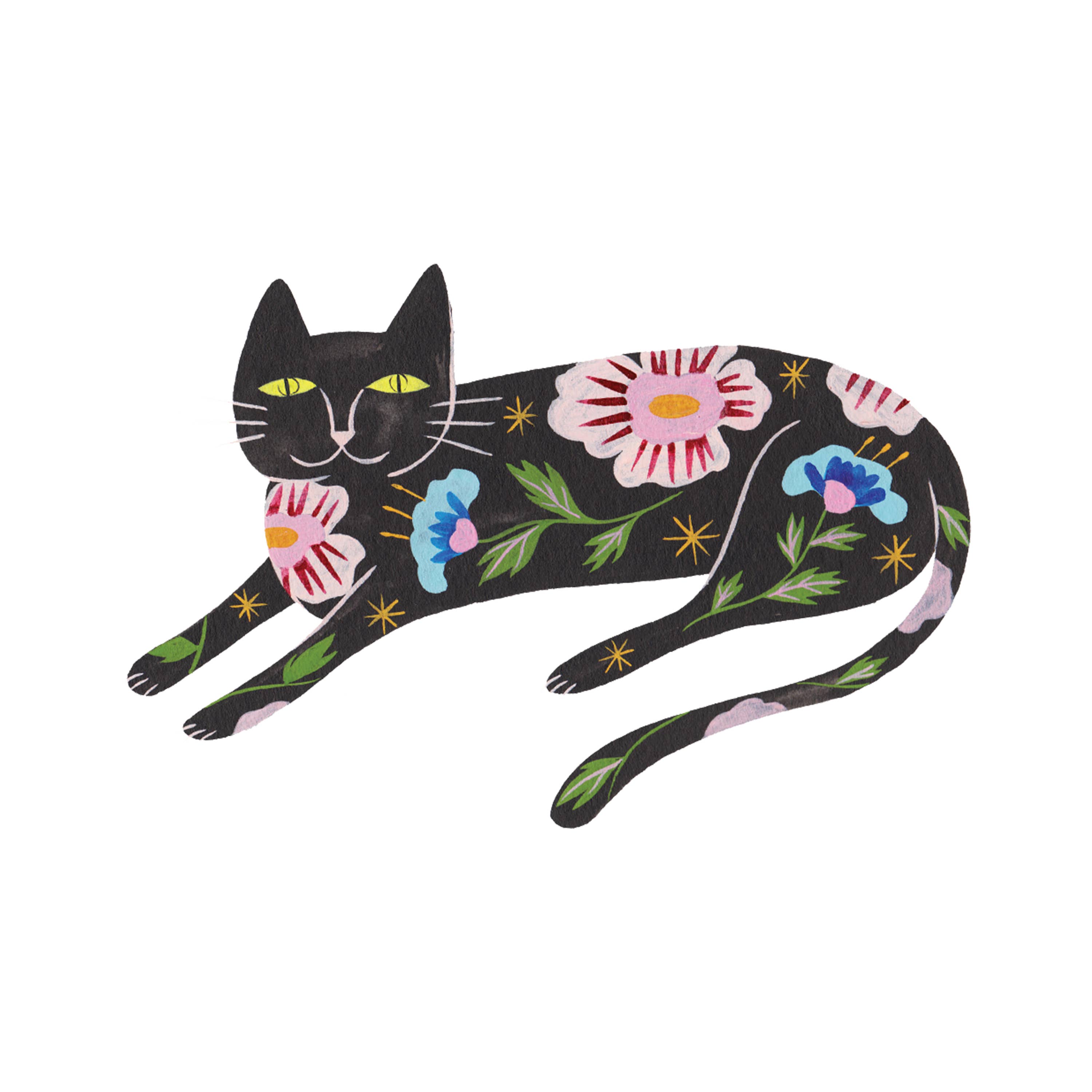 Tattly - Wholesale Temporary Tattoo - Flower Cat Tattoo Pair