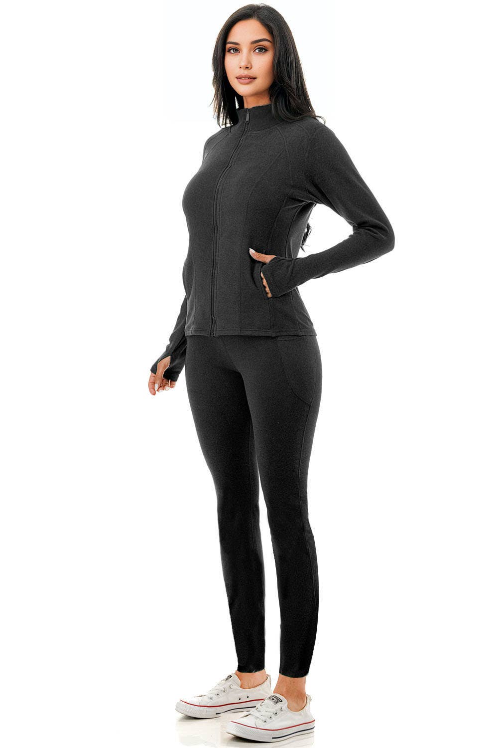 Color 5 – wholesale Activewear set – Women′s – Thermal fleece activewear zipper jacket w/skinny legging set0