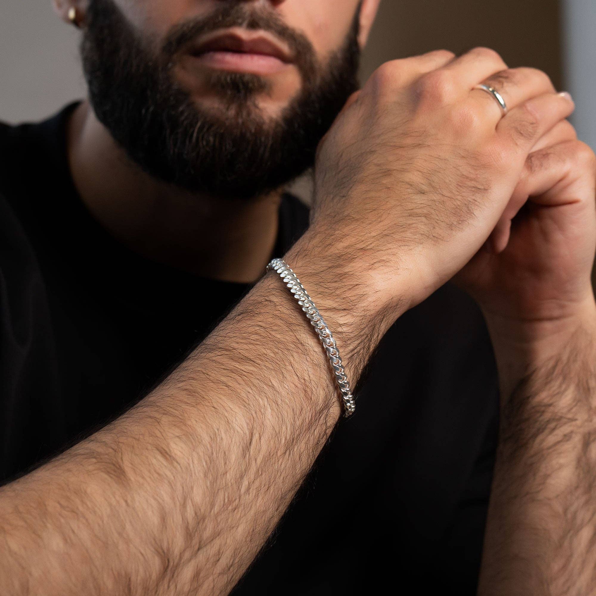 Pori Jewelry - Wholesale Link & Chain Bracelet - Mens Italy 925 Solid Sterling Silver Miami Cuban 8" Bracelet Available In 5,6,7MM2