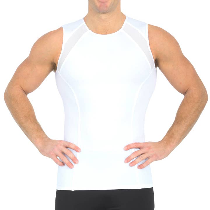 Insta Slim Compression Side & Back Mesh Panel Sleeveless Crew Neck MSC2307 for wholesale by InstantFigure