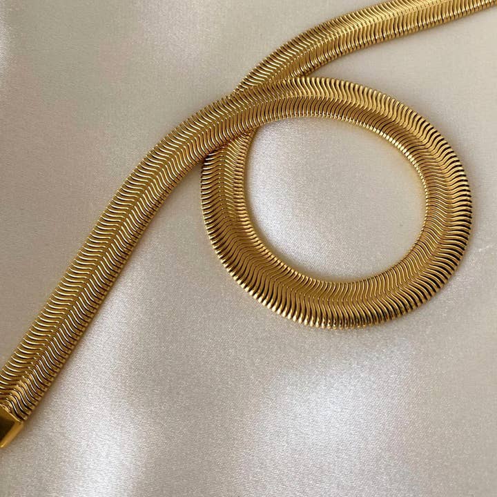 HoopLa - Wholesale Link & Chain Necklace - Snake Wheat Stainless Steel Waterproof Necklace9