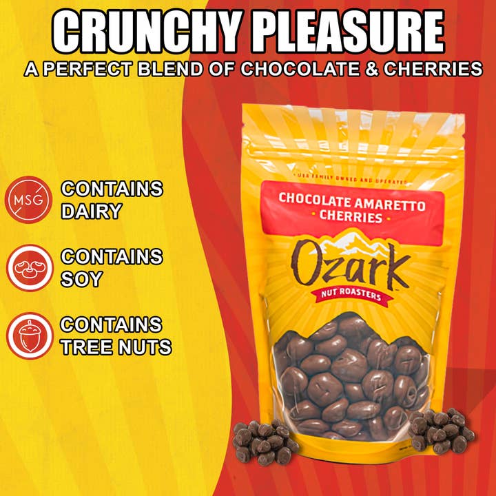 Ozark Nut Roasters - Wholesale Chocolate Covered Sweets - Chocolate Amaretto Cherries - 3.5oz