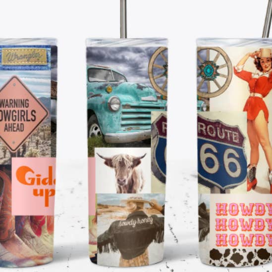 Western Collage Tumbler for wholesale by Countryside Savage