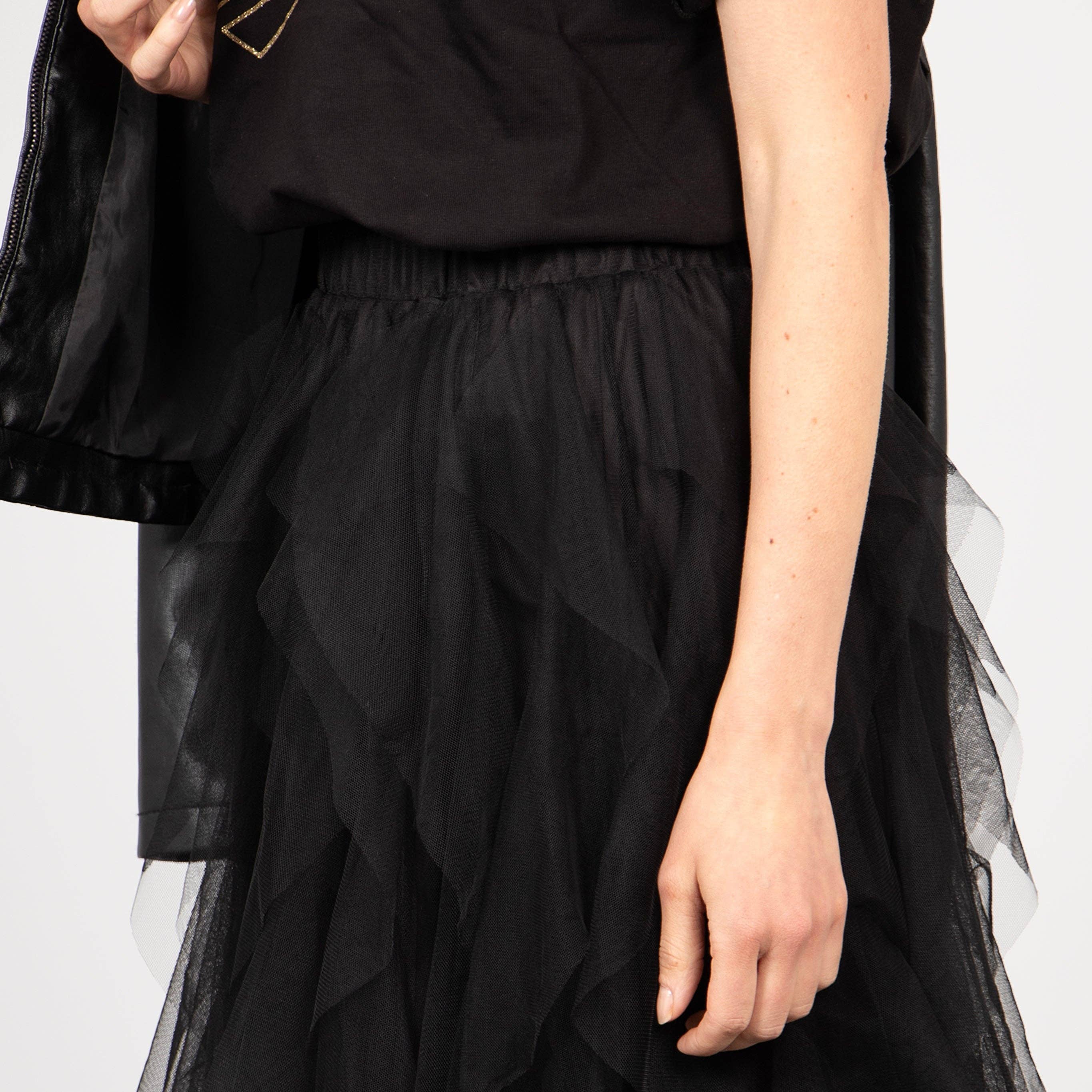 Sarta – wholesale Skirt – Women’s – Layla Maxi Tulle Skirt - Black, Layered Frills2