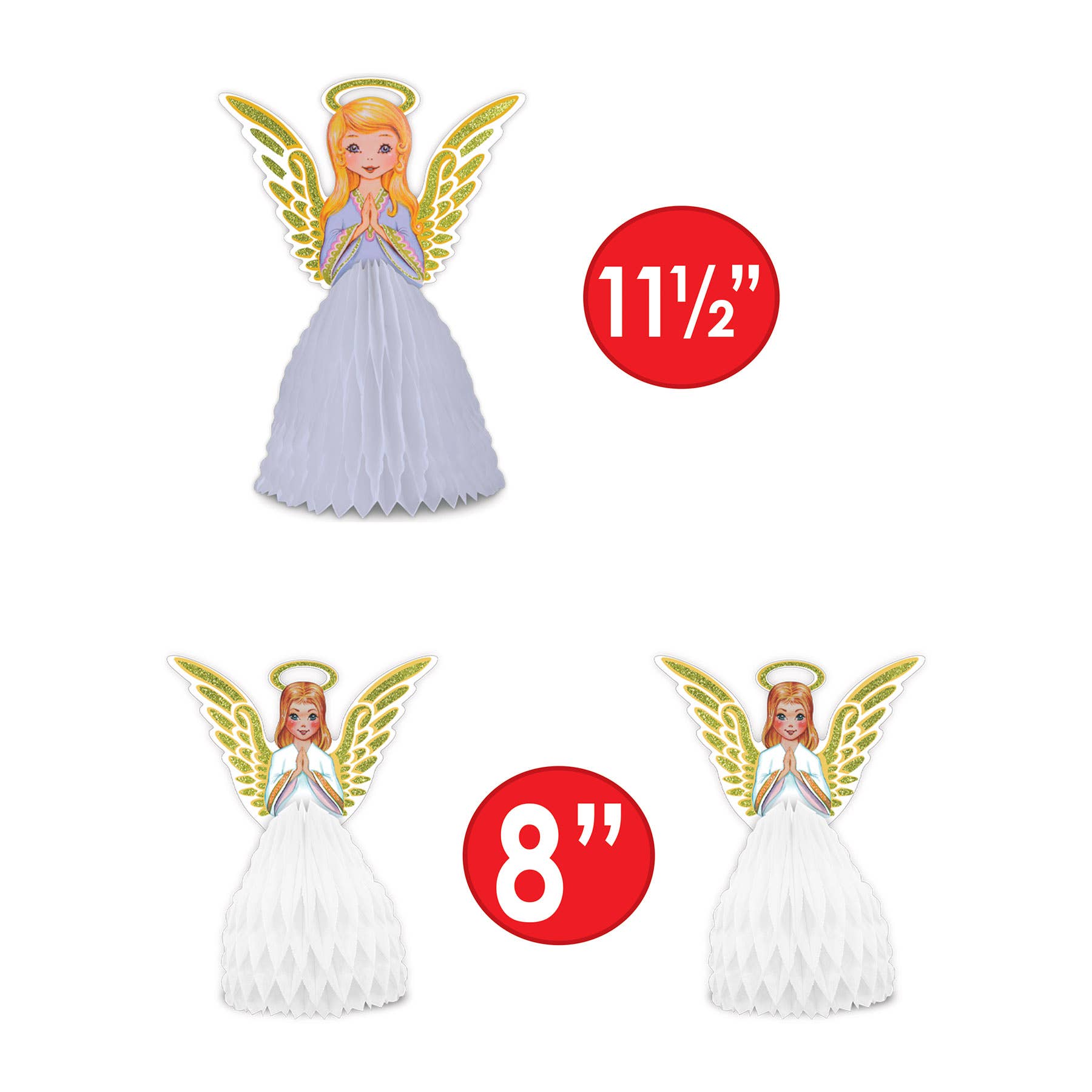Beistle - Wholesale Christmas Decoration - Vintage Christmas Angel Centerpiece Set of 3, 11½" & 8"5