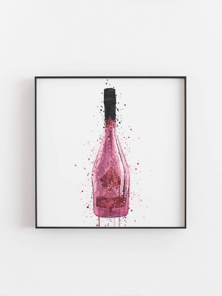 Stampa artistica da parete con bottiglia di champagne «Quartz» per la vendita all'ingrosso da parte di We Love Prints