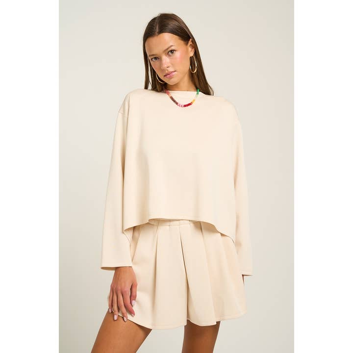 Ultra Soft Pleated Back Long Sleeve Top for wholesale by The GREii