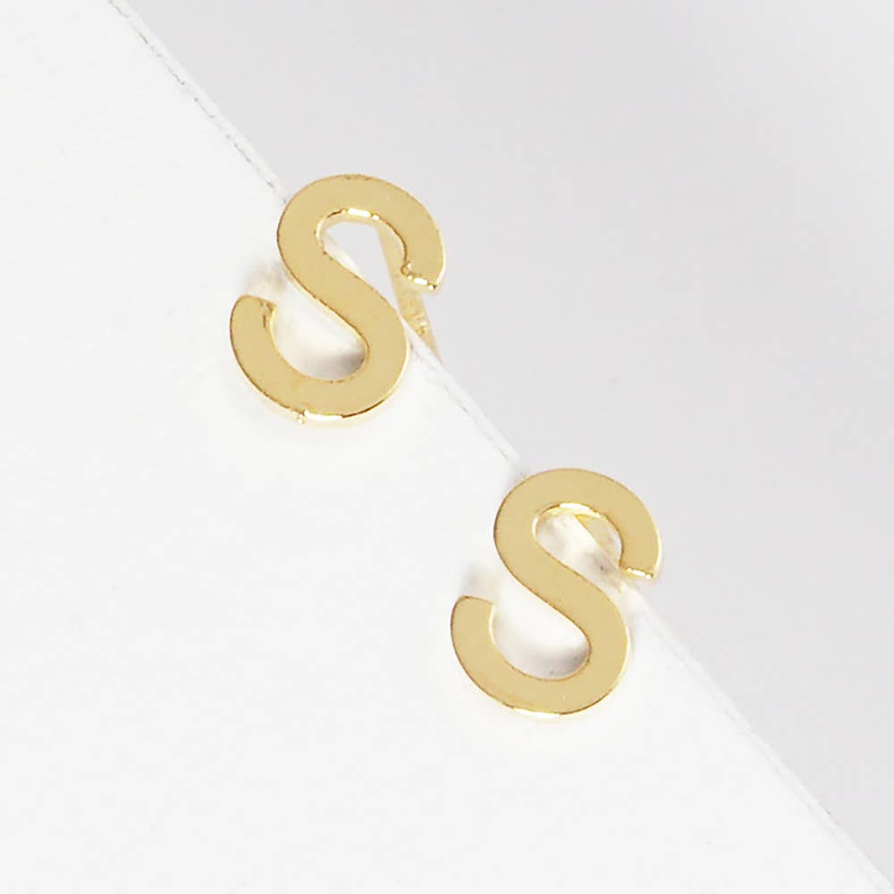 Sensibling Corp. - Wholesale Stud/Post Earrings - Gold Dipped Metal Initial Monogram Stud Earrings40