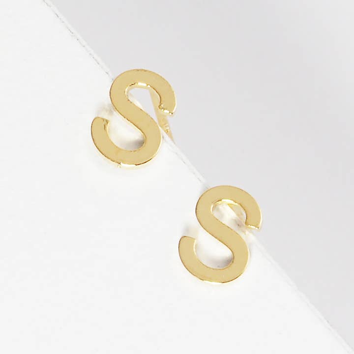 Sensibling Corp. - Wholesale Stud/Post Earrings - Gold Dipped Metal Initial Monogram Stud Earrings40